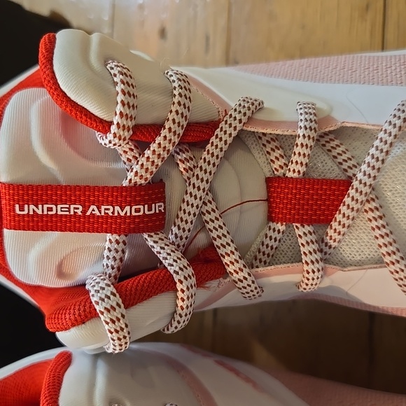 Lacrosse Cleats U Der Armour Command MC Mid Red & White Mens's 11.5 - Picture 3 of 11
